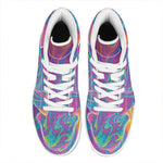 Psychedelic Liquid Print High Top Leather Sneakers