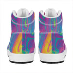 Psychedelic Liquid Print High Top Leather Sneakers