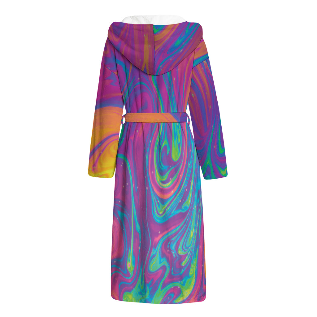 Psychedelic Liquid Print Hooded Bathrobe