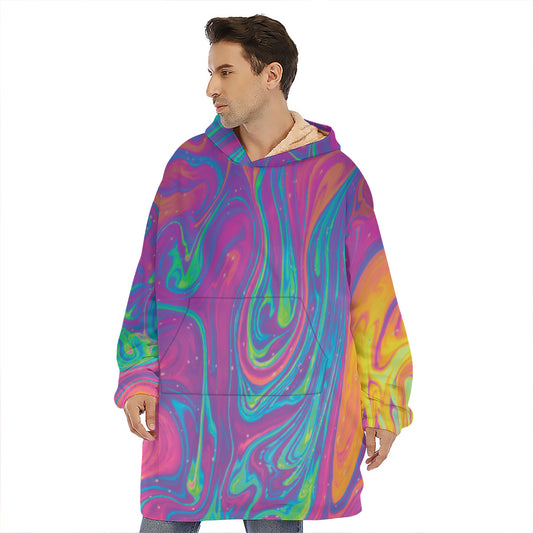 Psychedelic Liquid Print Hoodie Blanket