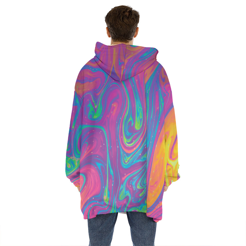 Psychedelic Liquid Print Hoodie Blanket