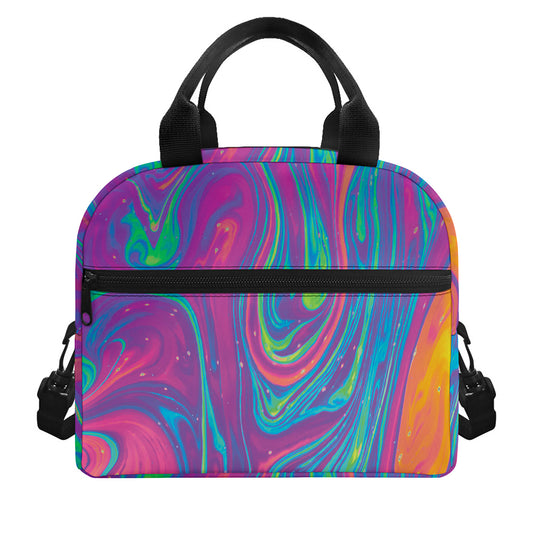 Psychedelic Liquid Print Insulated Lunch Bag