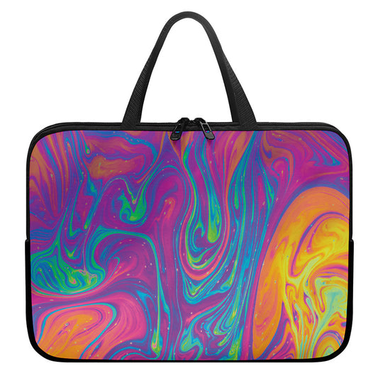 Psychedelic Liquid Print Laptop Sleeve With Handle