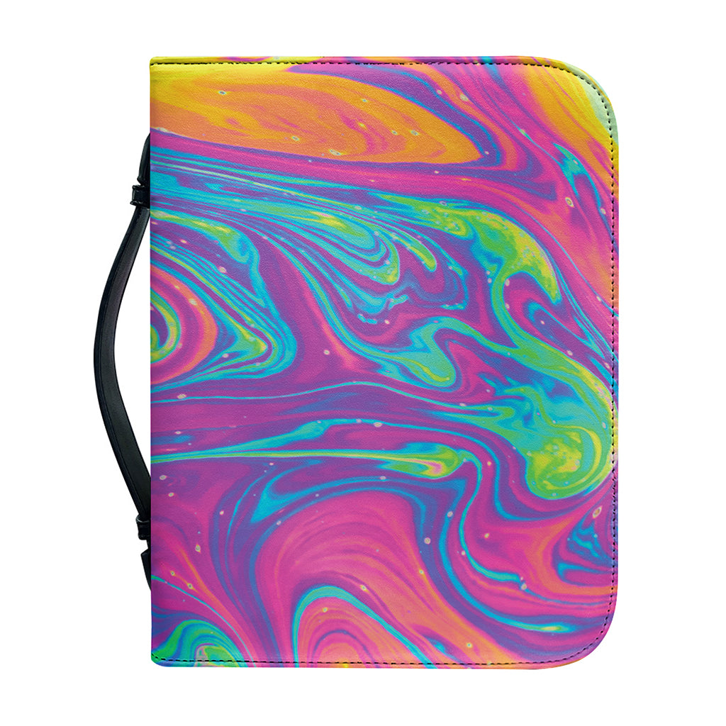 Psychedelic Liquid Print Leather Bible Cover