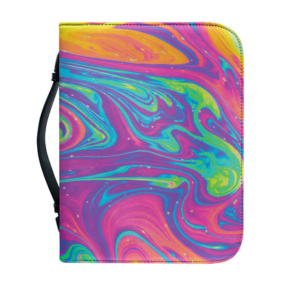 Psychedelic Liquid Print Leather Bible Cover