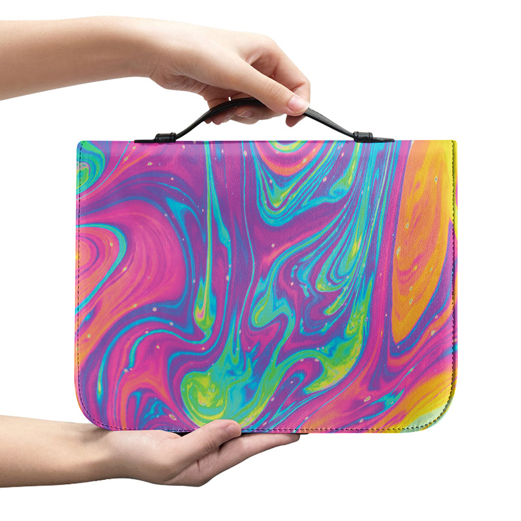 Psychedelic Liquid Print Leather Bible Cover