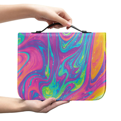 Psychedelic Liquid Print Leather Bible Cover