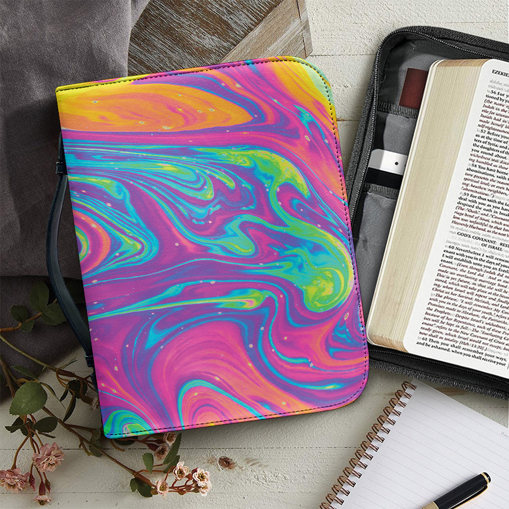 Psychedelic Liquid Print Leather Bible Cover