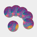 Psychedelic Liquid Print Leather Coaster Set
