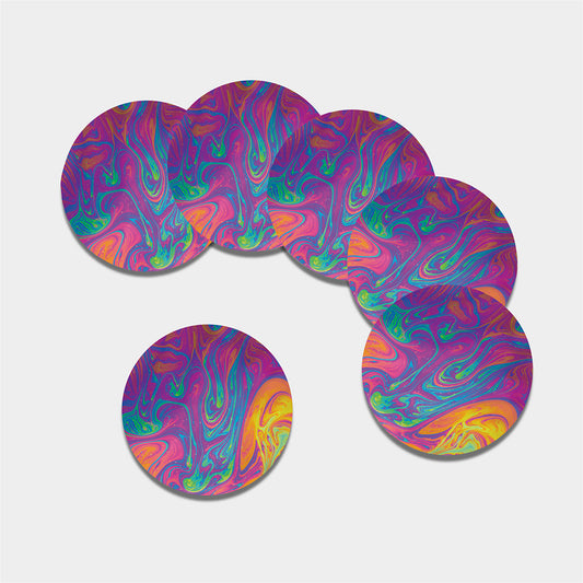 Psychedelic Liquid Print Leather Coaster Set