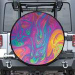 Psychedelic Liquid Print Leather Spare Tire Cover