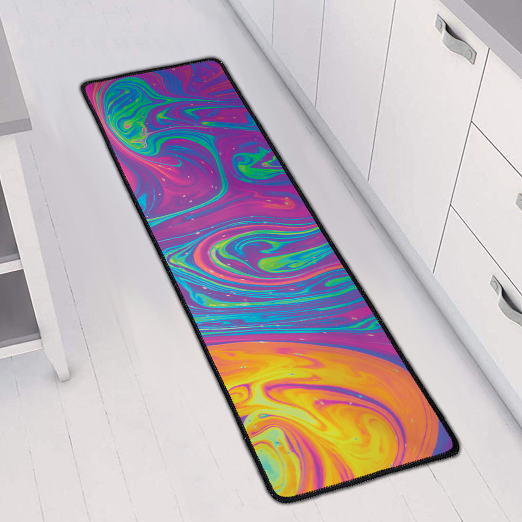 Psychedelic Liquid Print Long Kitchen Mat