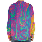 Psychedelic Liquid Print Long Sleeve Baseball Jersey