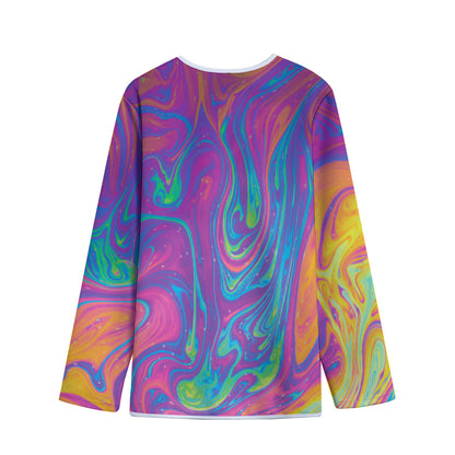Psychedelic Liquid Print Long Sleeve Short Coat