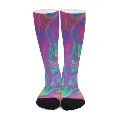 Psychedelic Liquid Print Long Socks
