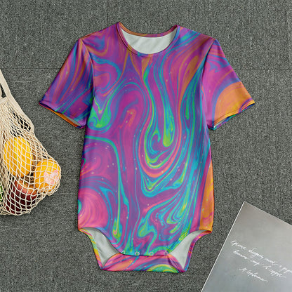 Psychedelic Liquid Print Men's Bodysuit