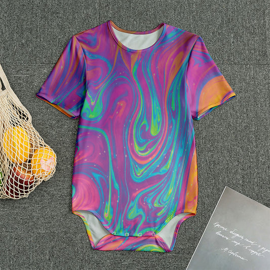 Psychedelic Liquid Print Men's Bodysuit