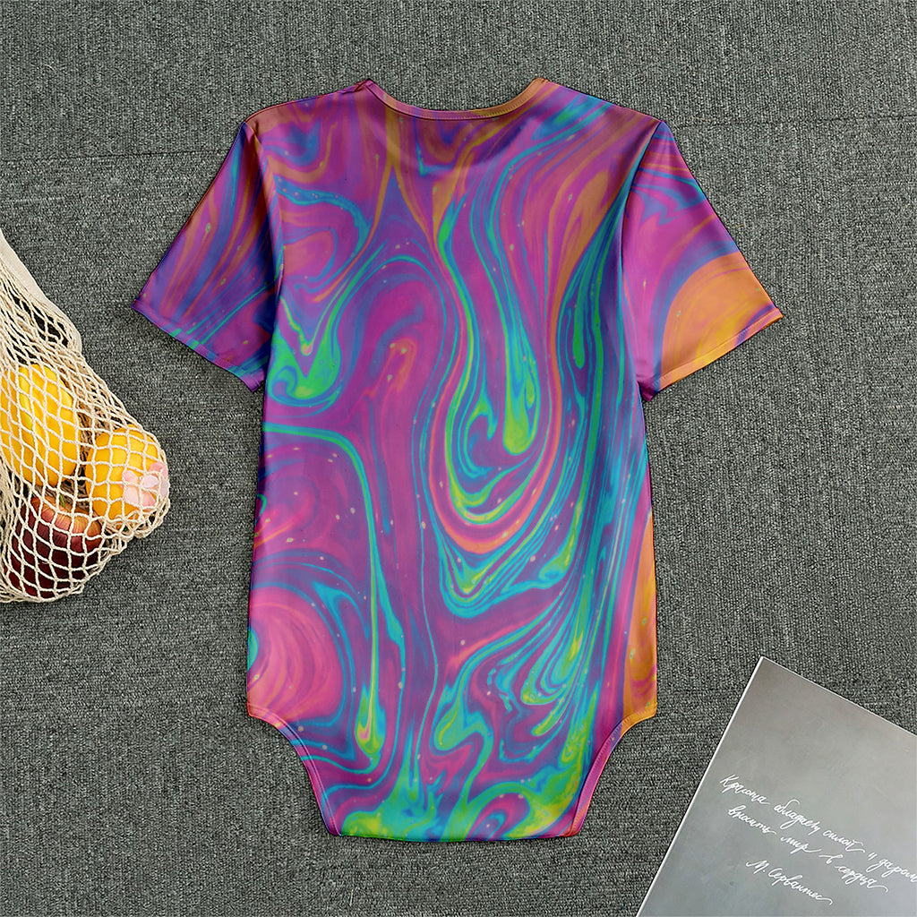 Psychedelic Liquid Print Men's Bodysuit