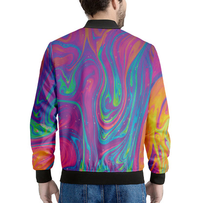 Psychedelic Liquid Print Men's Bomber Jacket