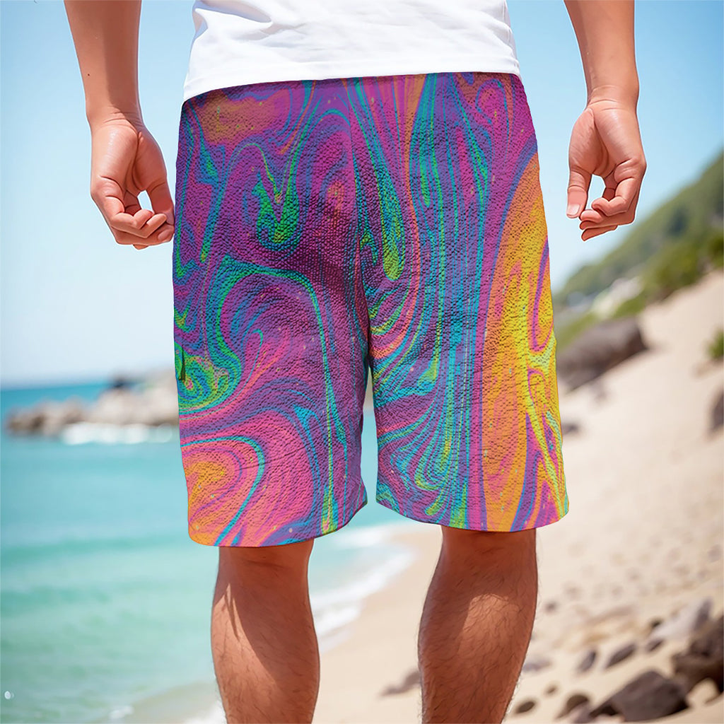 Psychedelic Liquid Print Men's Cargo Shorts
