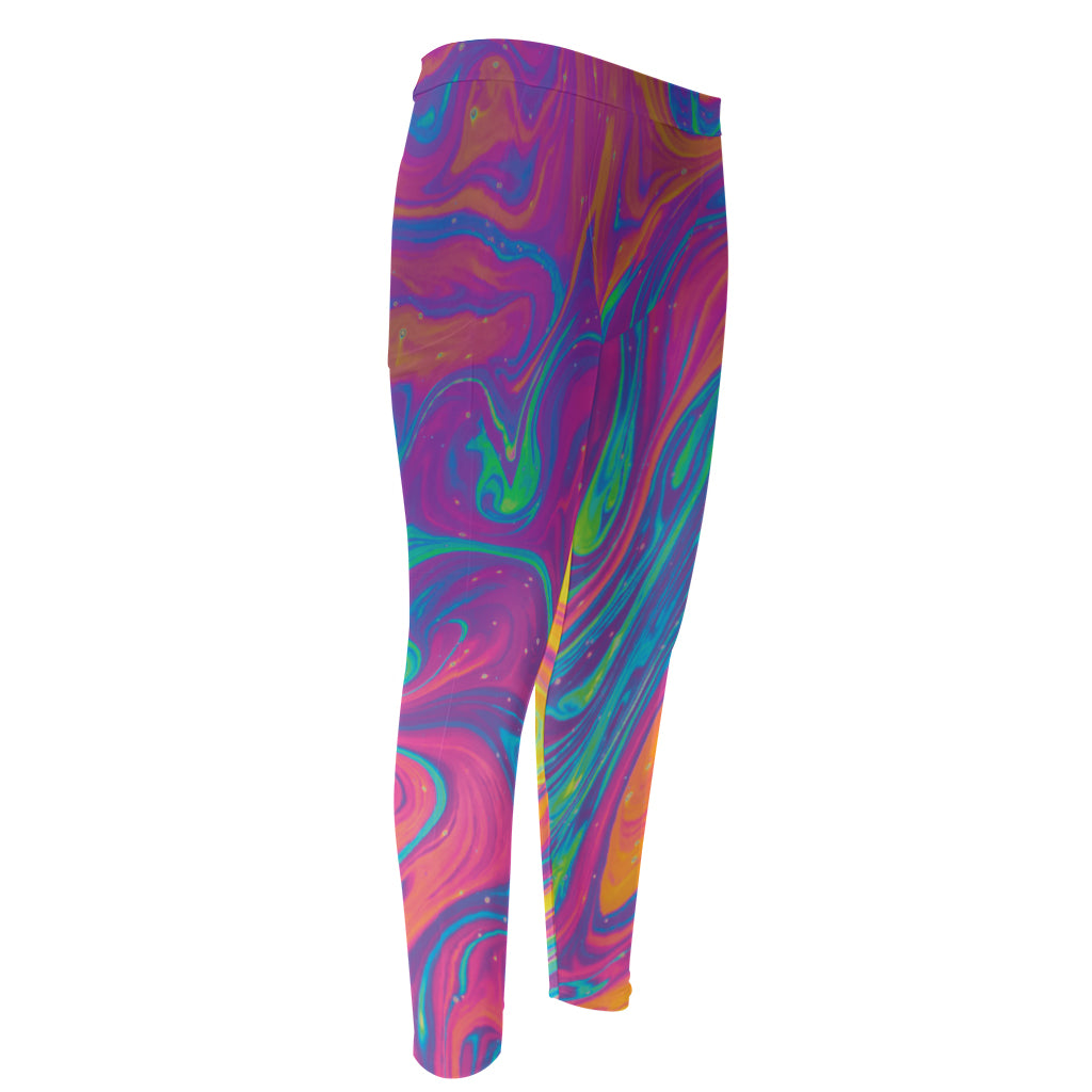 Psychedelic Liquid Print Men's Compression Pants