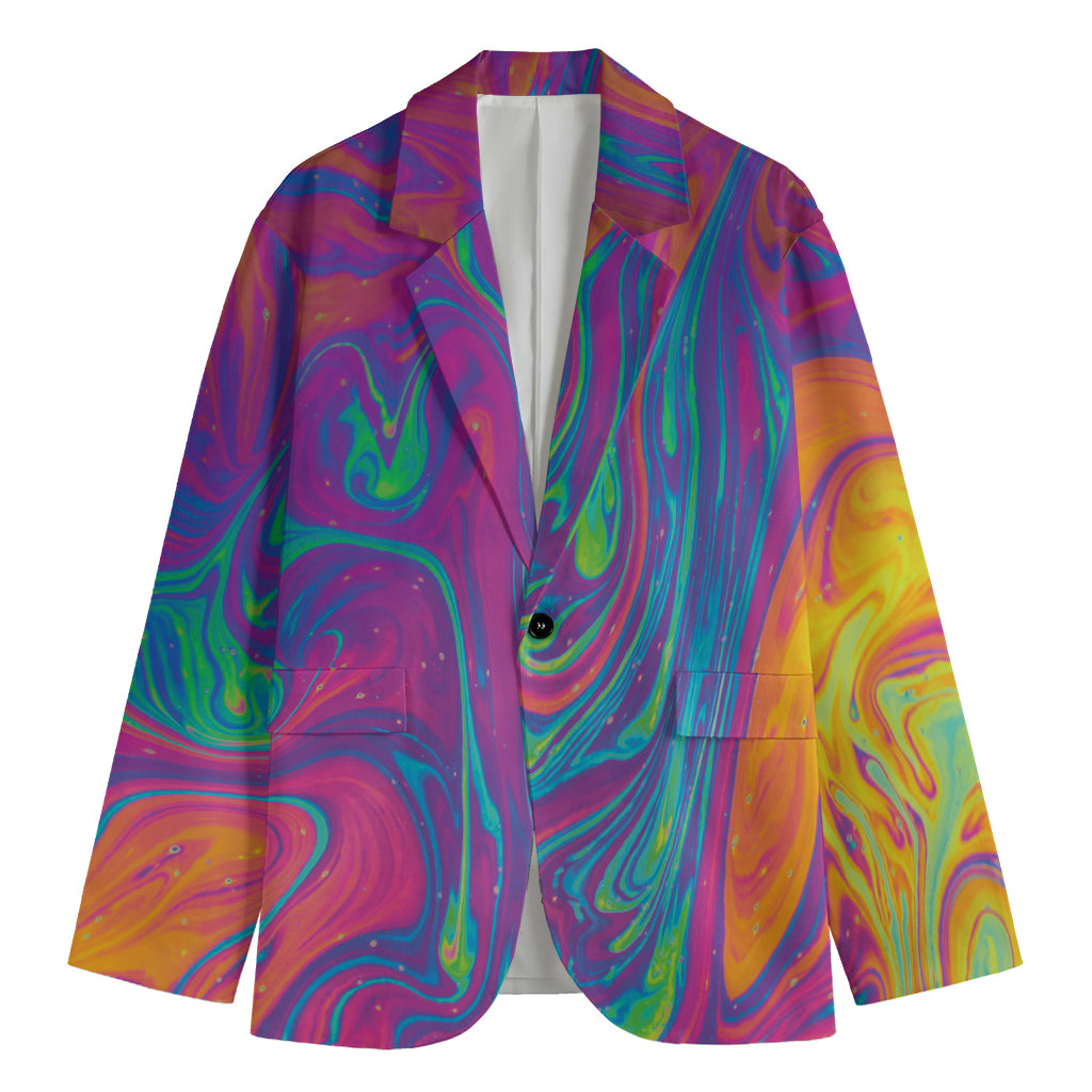 Psychedelic Liquid Print Men's Cotton Blazer