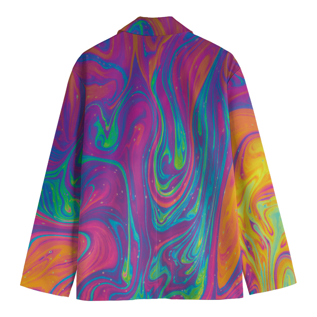 Psychedelic Liquid Print Men's Cotton Blazer