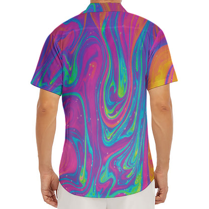 Psychedelic Liquid Print Men's Deep V-Neck Shirt