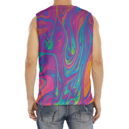 Psychedelic Liquid Print Men's Fitness Tank Top