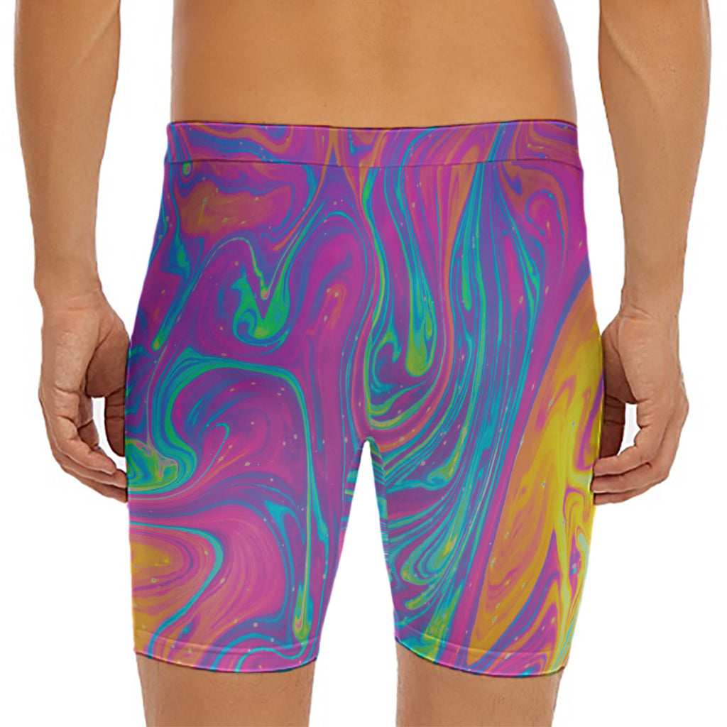 Psychedelic Liquid Print Men's Long Boxer Briefs