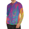 Psychedelic Liquid Print Men's Long Sleeve Rash Guard