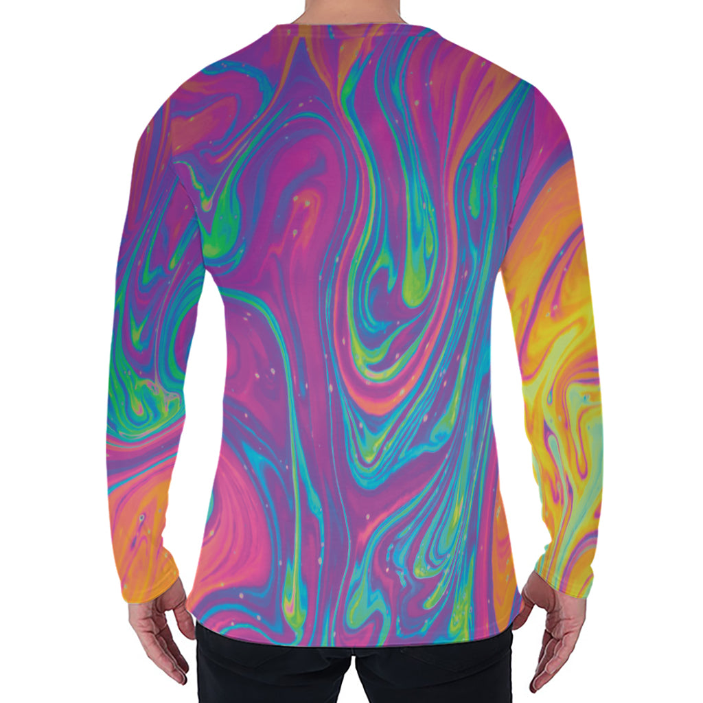 Psychedelic Liquid Print Men's Long Sleeve T-Shirt
