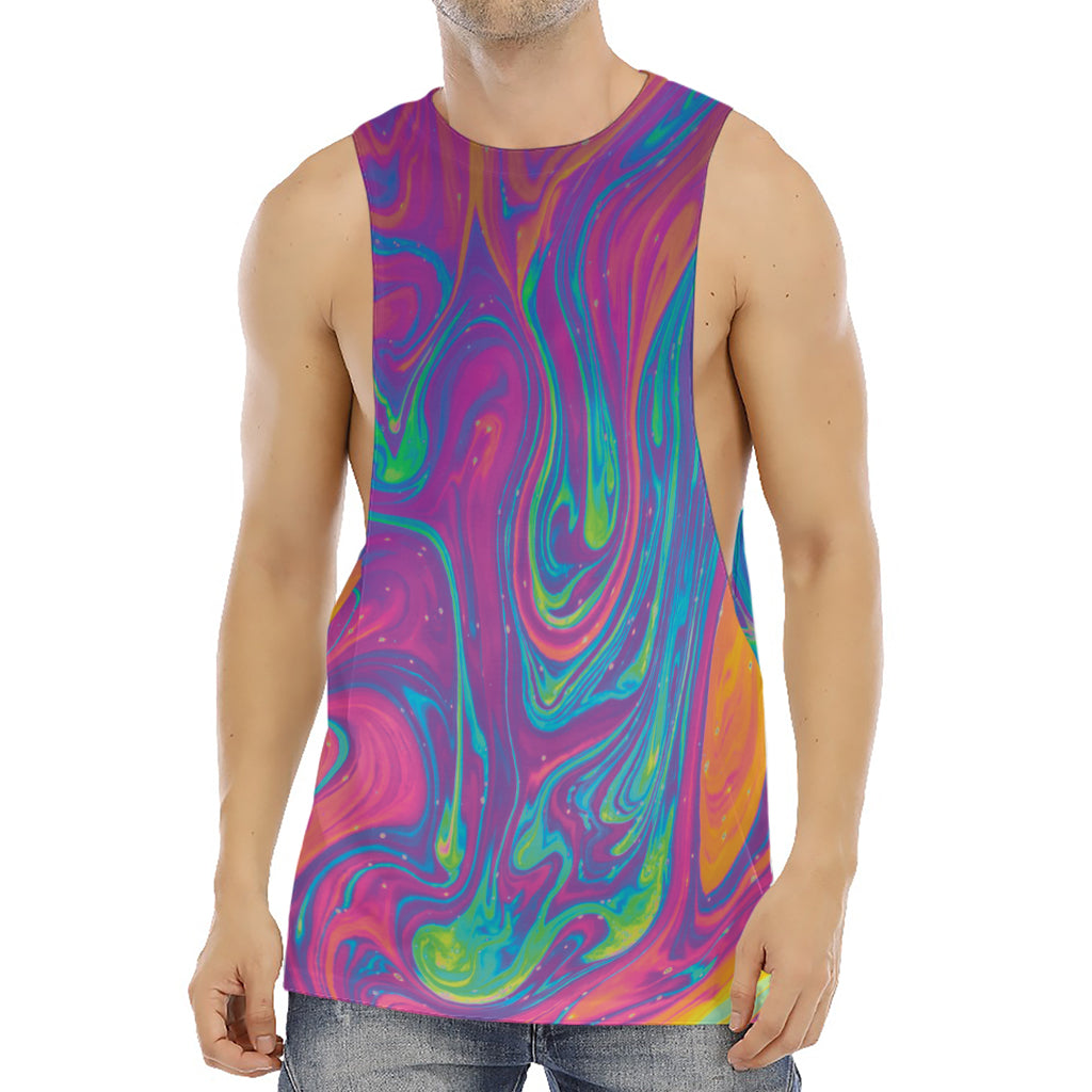 Psychedelic Liquid Print Men's Muscle Tank Top