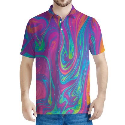 Psychedelic Liquid Print Men's Polo Shirt