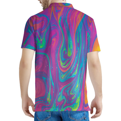 Psychedelic Liquid Print Men's Polo Shirt