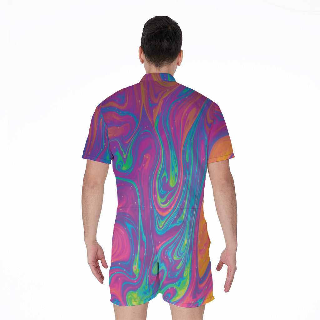 Psychedelic Liquid Print Men's Rompers