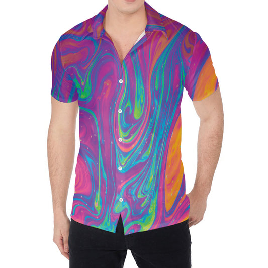 Psychedelic Liquid Print Men's Shirt