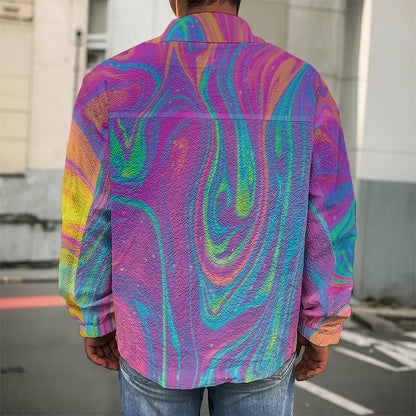 Psychedelic Liquid Print Men's Shirt Jacket