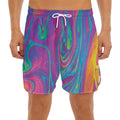 Psychedelic Liquid Print Men's Split Running Shorts