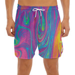Psychedelic Liquid Print Men's Split Running Shorts