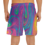 Psychedelic Liquid Print Men's Split Running Shorts
