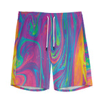 Psychedelic Liquid Print Men's Sports Shorts