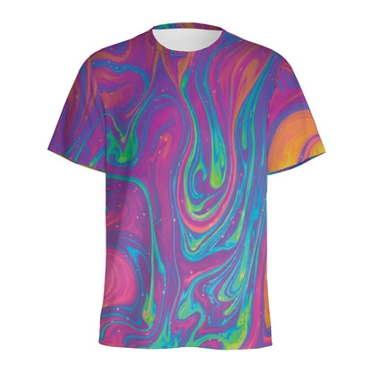 Psychedelic Liquid Print Men's Sports T-Shirt