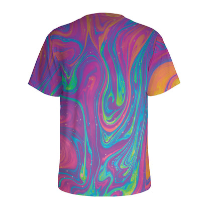 Psychedelic Liquid Print Men's Sports T-Shirt