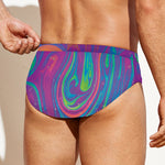 Psychedelic Liquid Print Men's Swim Briefs