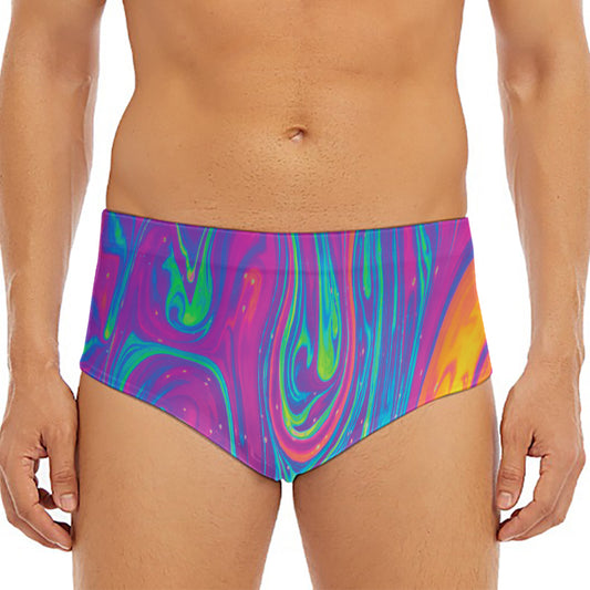 Psychedelic Liquid Print Men's Triangle Swim Briefs