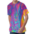 Psychedelic Liquid Print Men's Velvet T-Shirt