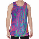 Psychedelic Liquid Print Men's Velvet Tank Top