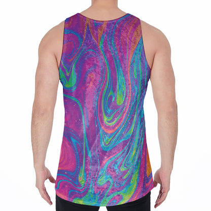 Psychedelic Liquid Print Men's Velvet Tank Top