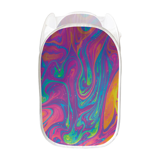 Psychedelic Liquid Print Mesh Laundry Hamper